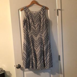 Black and white striped A Line dress